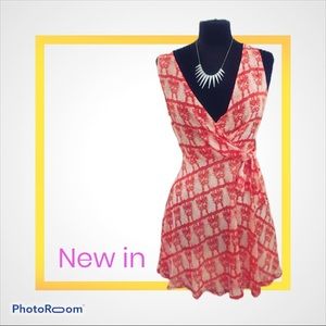 Sold *** Red print Bright Sundress size large